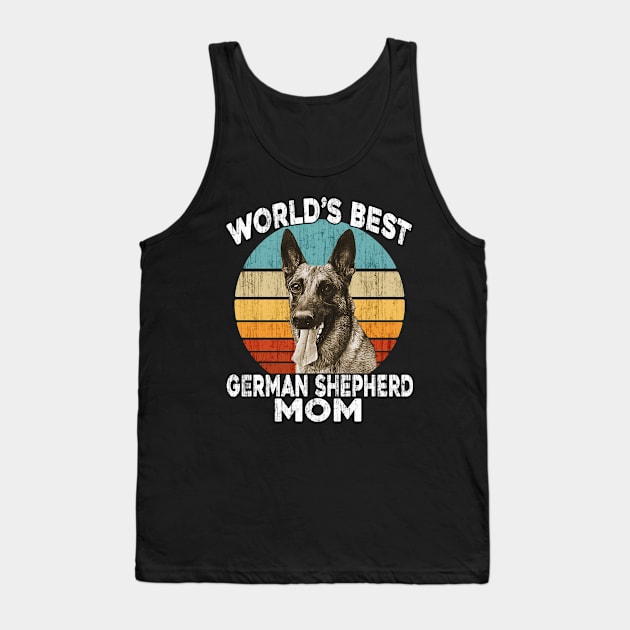 German Shepherd Mother's Day - World's Best German Shephard Mom - Funny Puppy German Shepherd Gift Vintage Retro Tank Top by Trade Theory